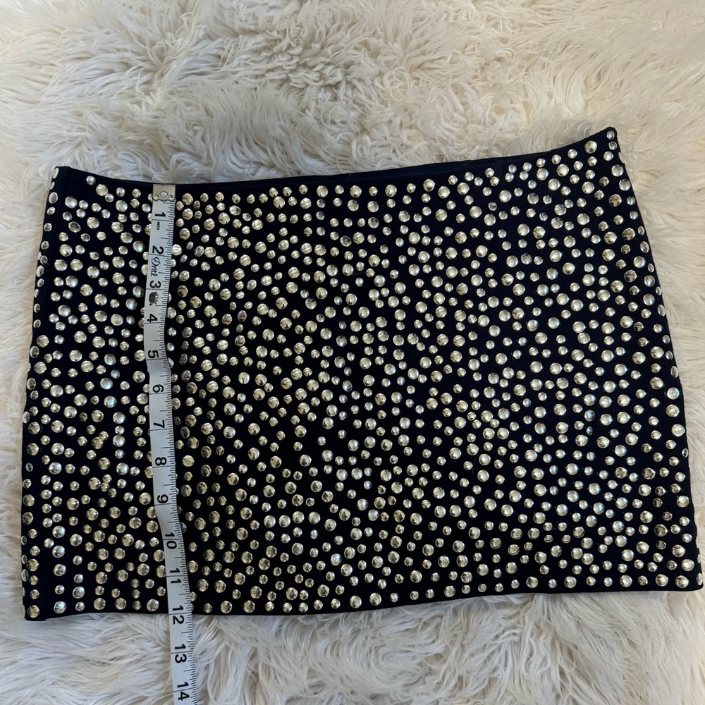 Studded mini silk skirt